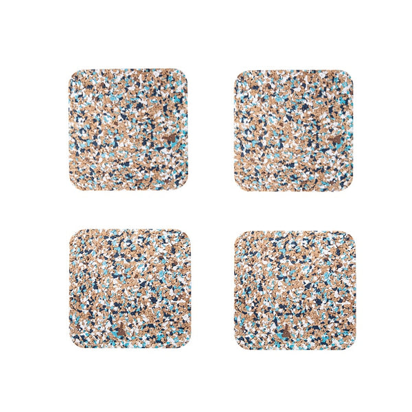 Waste plastic coasters.