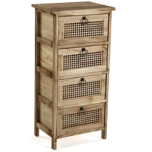 Wood grain finish chest of drawers.