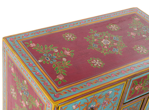 Multicolour floral chest of drawers.