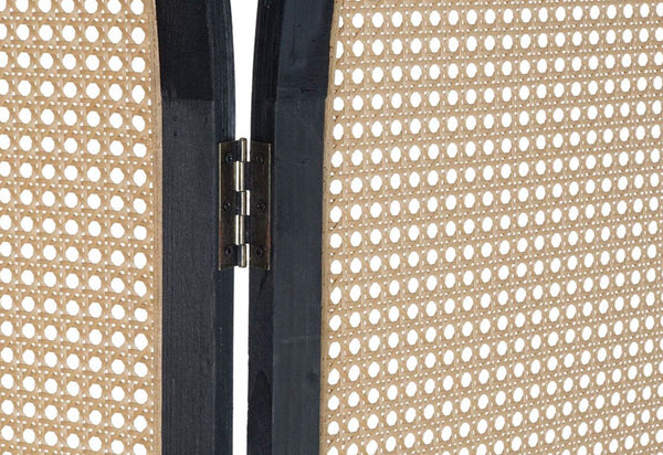 Rattan folding screen divider.