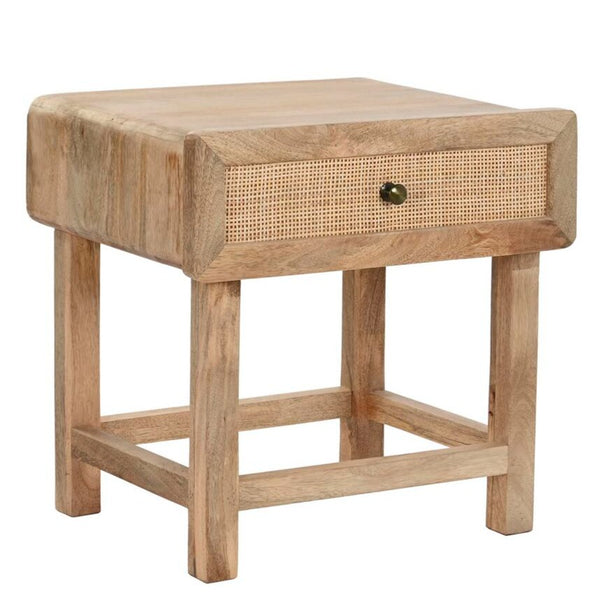 Rattan bedside table.