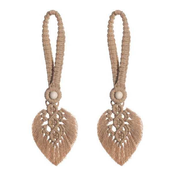 Latte colour curtain tiebacks.