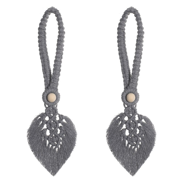 Steel grey colour curtain tiebacks.