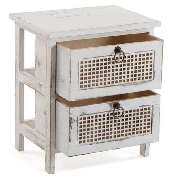 Sustainable wood bedside table.