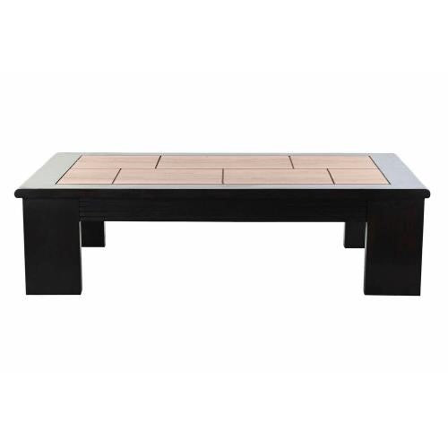 Natural wood coffee table.