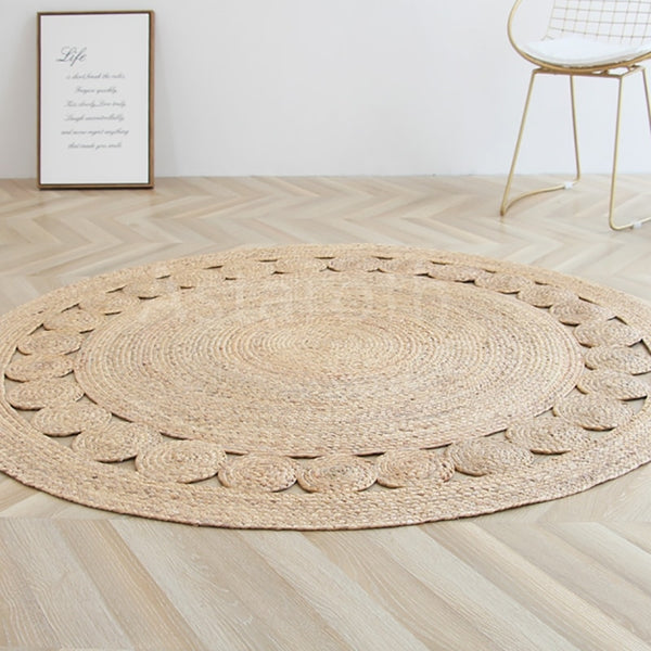 Circular straw rug.