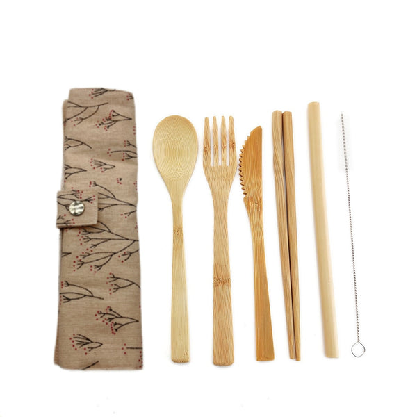Bamboo Travel Utensils - Sustainable cutlery set for one - EcoPByLeo