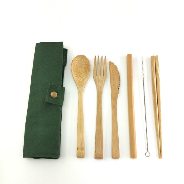 Bamboo Travel Utensils - Sustainable cutlery set for one - EcoPByLeo