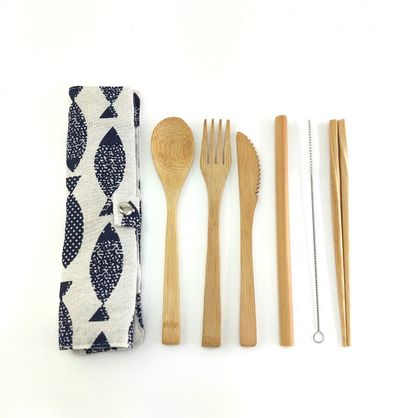 Bamboo Travel Utensils - Sustainable cutlery set for one - EcoPByLeo