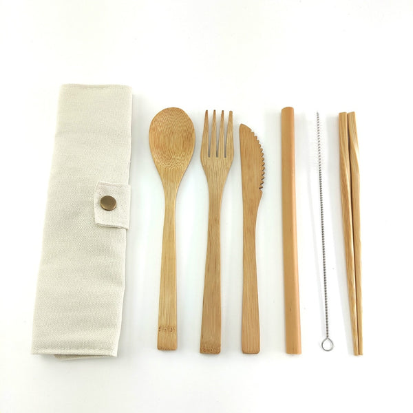 Bamboo Travel Utensils - Sustainable cutlery set for one - EcoPByLeo