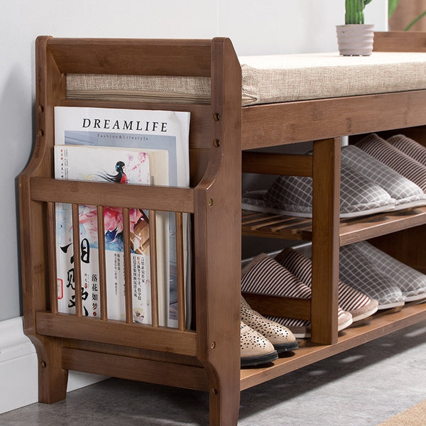 Bamboo shoe bench.