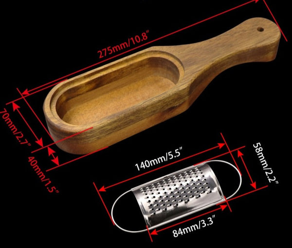 Acacia wood cheese grater.