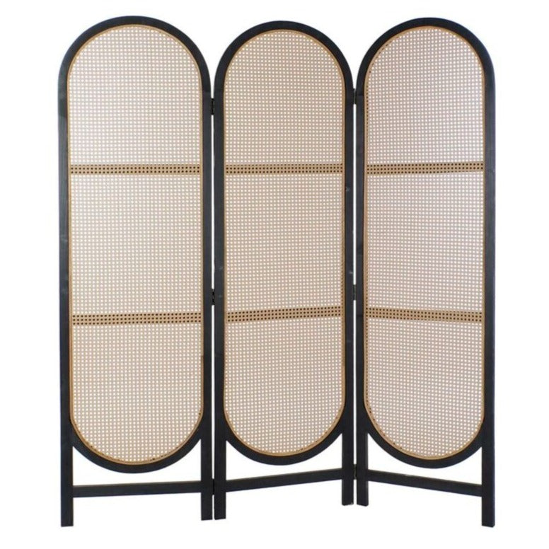 Bamboo and rattan folding room divider.
