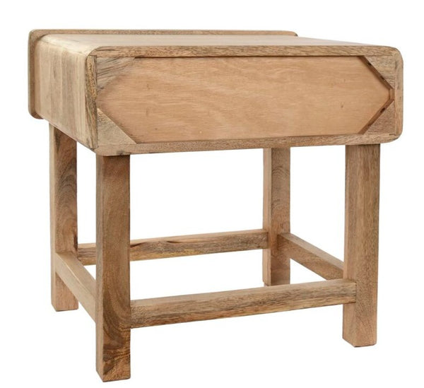 Natural style solid wood bedside table.