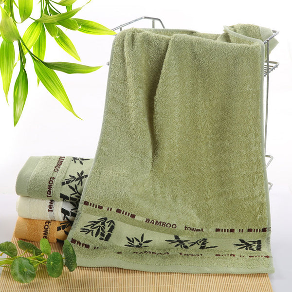 Chinese print towel in green.