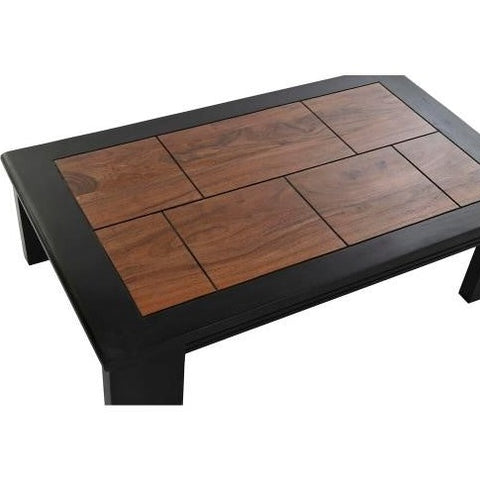 Dark wood coffee table.