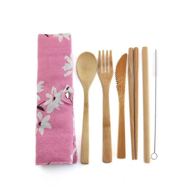 Bamboo Travel Utensils - Sustainable cutlery set for one - EcoPByLeo