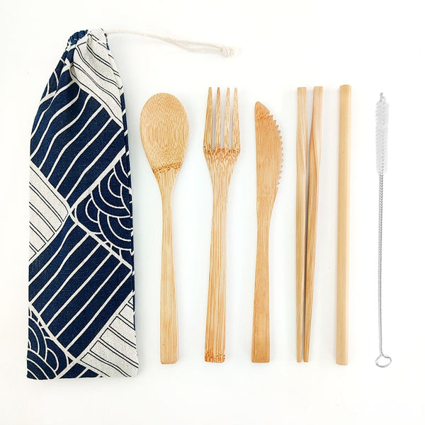 Bamboo Travel Utensils - Sustainable cutlery set for one - EcoPByLeo