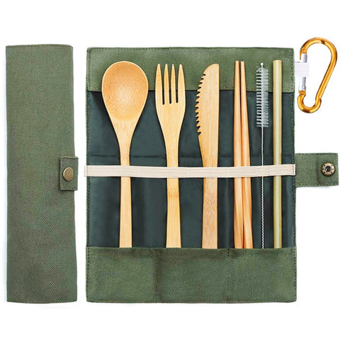 Sustainable cutlery set for one.