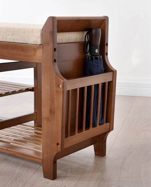 Shoe rack with remote holder.