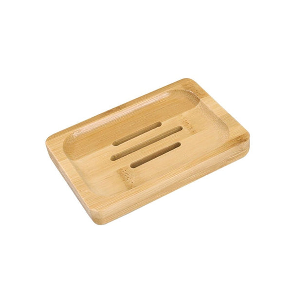 Sustainable rectangular soap holder with rounded edges and drainage.