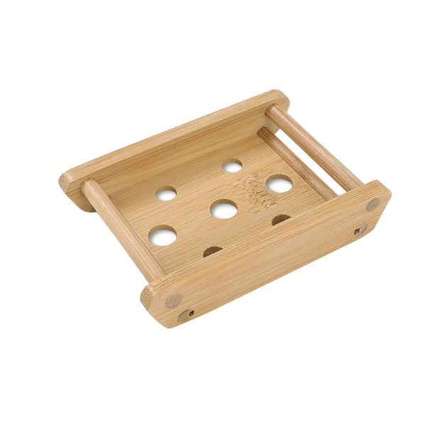 Sustainable soap holder with circular drainage holes.