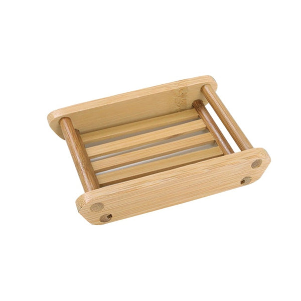 Quick drying rectangular, bamboo soap holder.